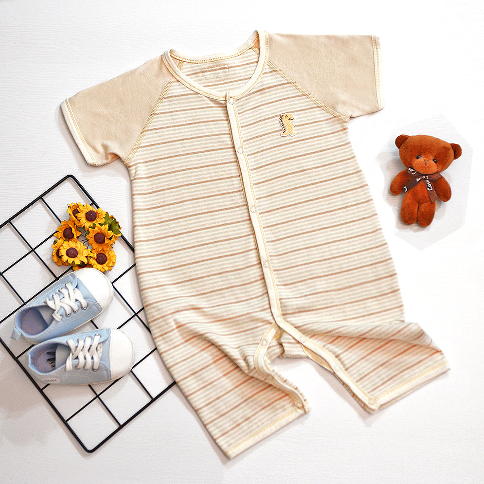PREMIUM Organic Cotton Baby Romper Short Sleeve & Pants – GoodDino Series by FirstDino – MIXED COLORS